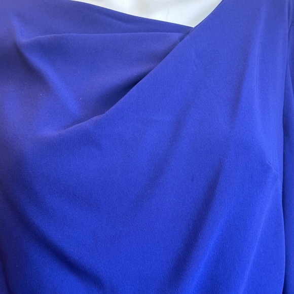 Talbot Runhof Purple Blue Long Asymmetrical Neck Designer Gown sz 14-runs small - Picture 5 of 12